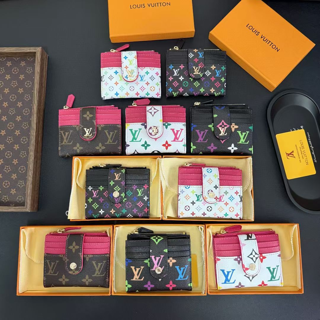 louis vuitton Multicolor Monogram Luxury Zip Card Holder Wallet Compact Designer Card Case