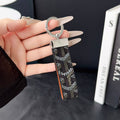 Goyard Signature Canvas Keychain with Leather Strap Luxury Designer Key Holder Available in 7 Colors
