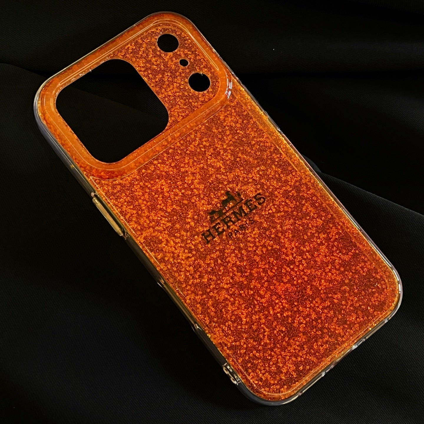Hermès Glitter Clear Phone Case for iPhone 13 to iPhone 17 Pro Max Luxury Designer Back Cover