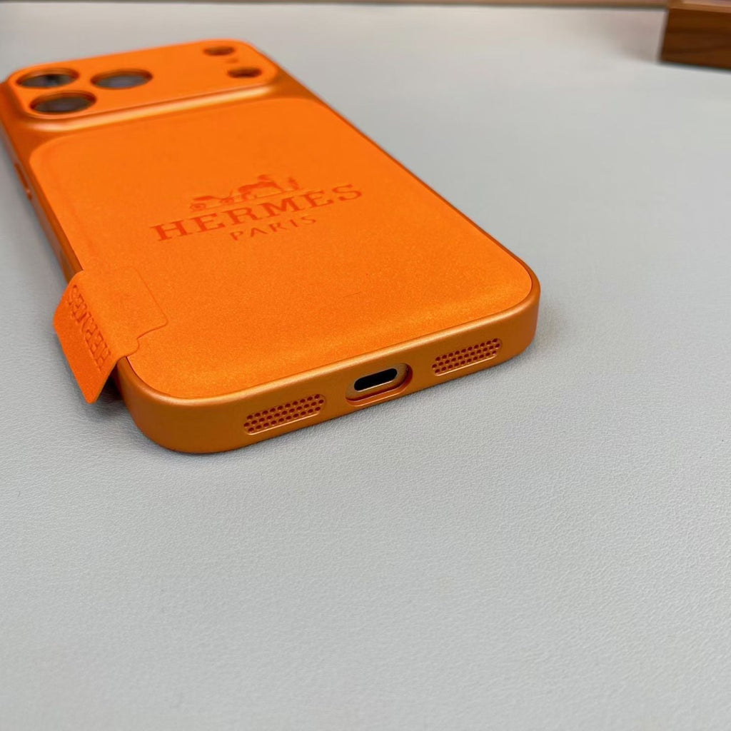 Hermès Leather Card Holder Phone Case for iPhone 14 to iPhone 17 Pro Max