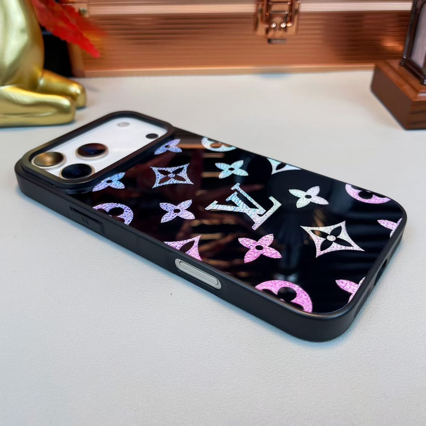 louis vuitton Holographic Monogram Luxury Phone Case for iPhone 14 to iPhone 17 Pro Max