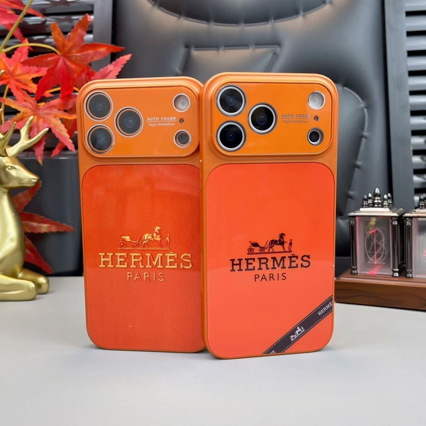 Hermes Paris Orange Phone Case for iPhone 14 to iPhone 17 Pro Max Designer Style Back Cover