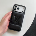louis vuitton Embossed Logo Luxury Case for iPhone 13 to 17 Pro Max