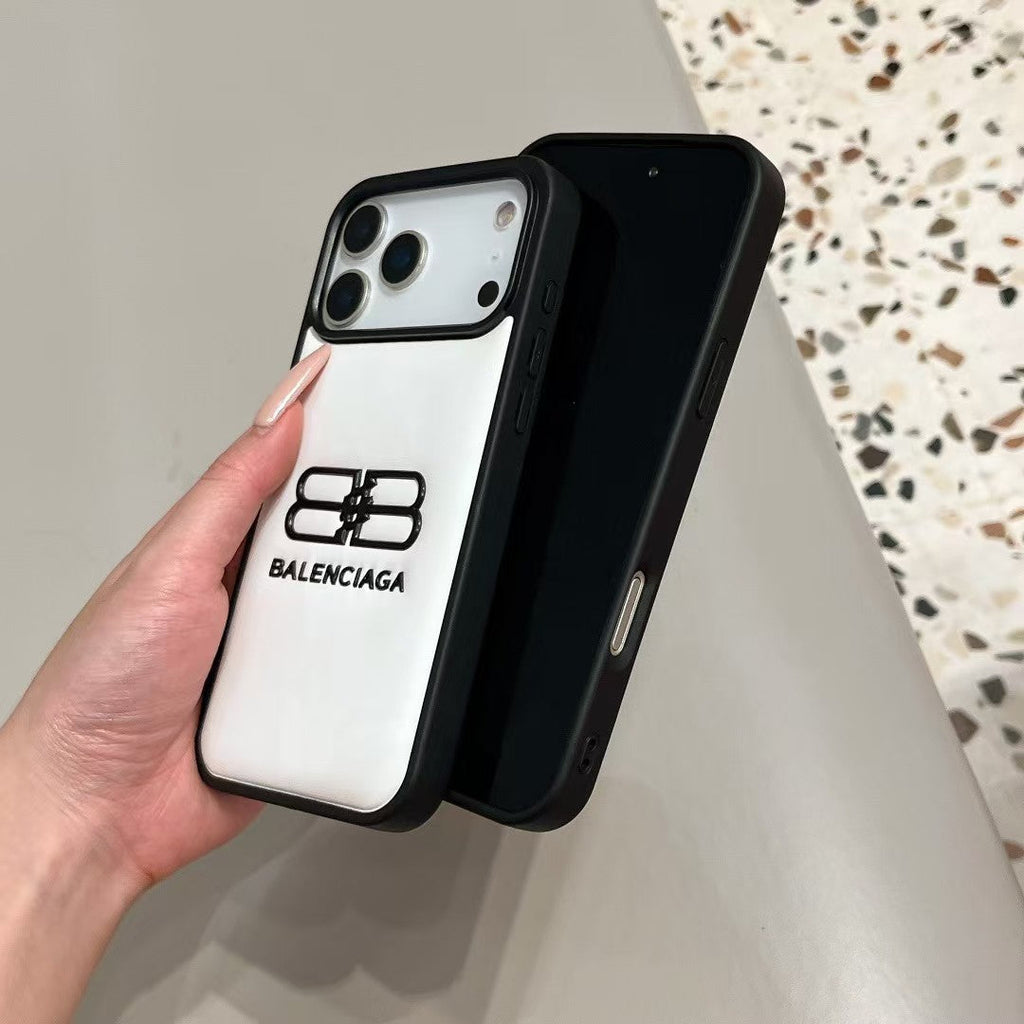 Balenciaga Minimal Logo Luxury Case for iPhone 13 to 17 Pro Max