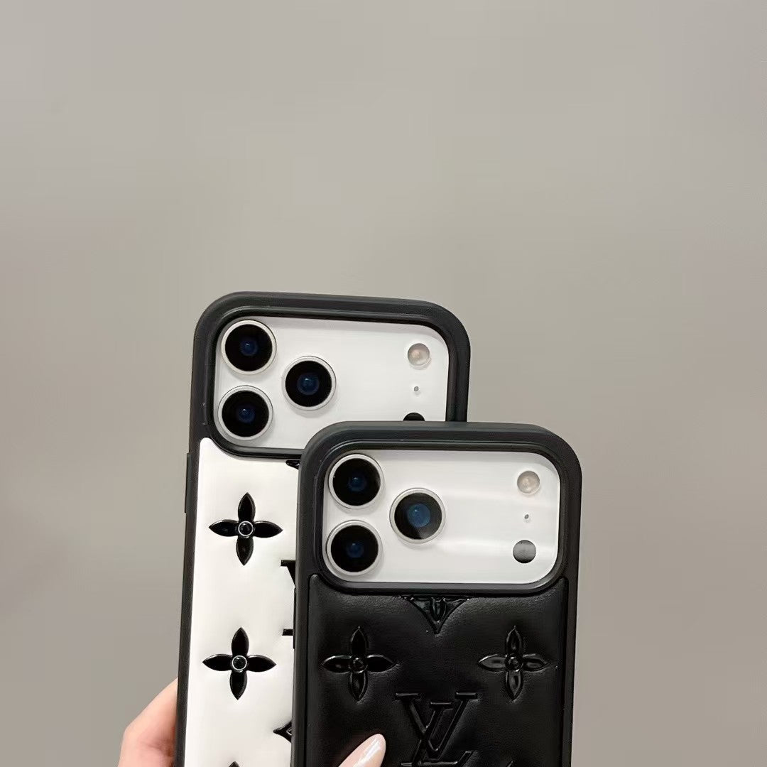 louis vuitton Monogram Relief Luxury Case for iPhone 13 to 17 Pro Max