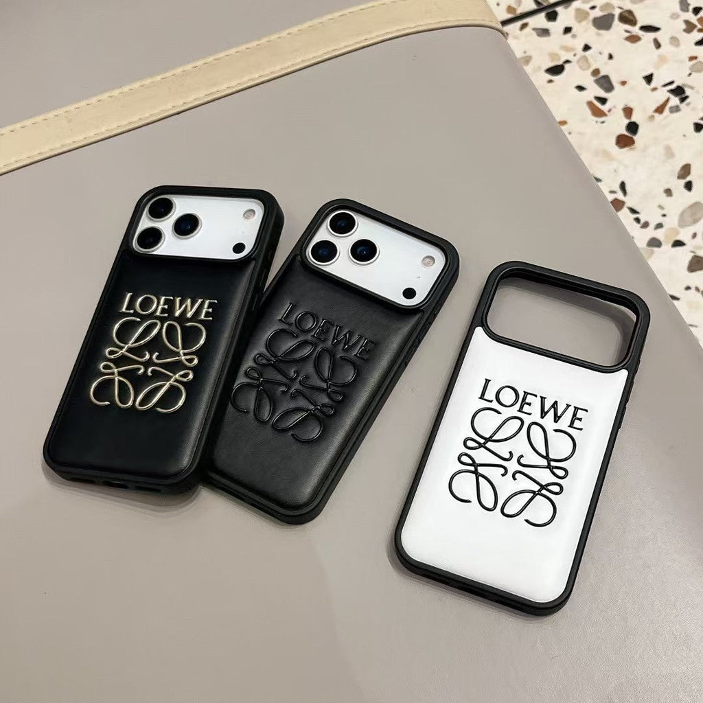Loewe Anagram Signature Luxury Case for iPhone 14 to 17 Pro Max