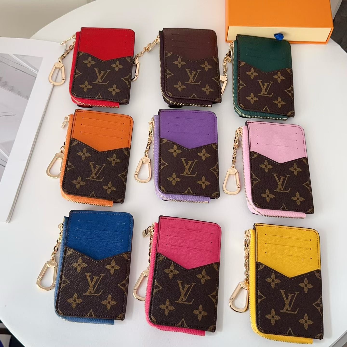 louis vuitton Monogram Wallet Card Holder with Key Clip