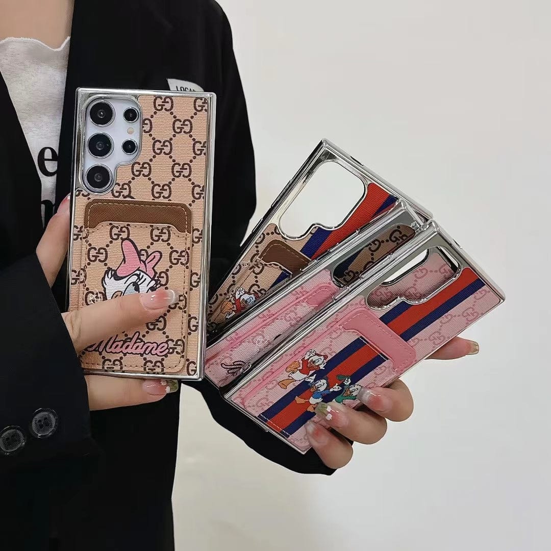 HypedEffects Cartoon-Themed Designer Phone Case with Card Holder for Samsung S23 and S24