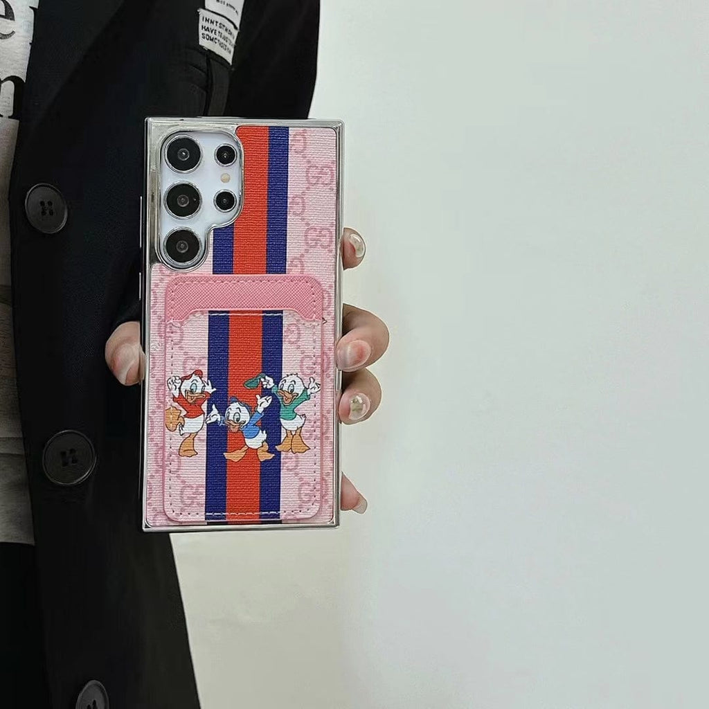 HypedEffects Cartoon-Themed Designer Phone Case with Card Holder for Samsung S23 and S24