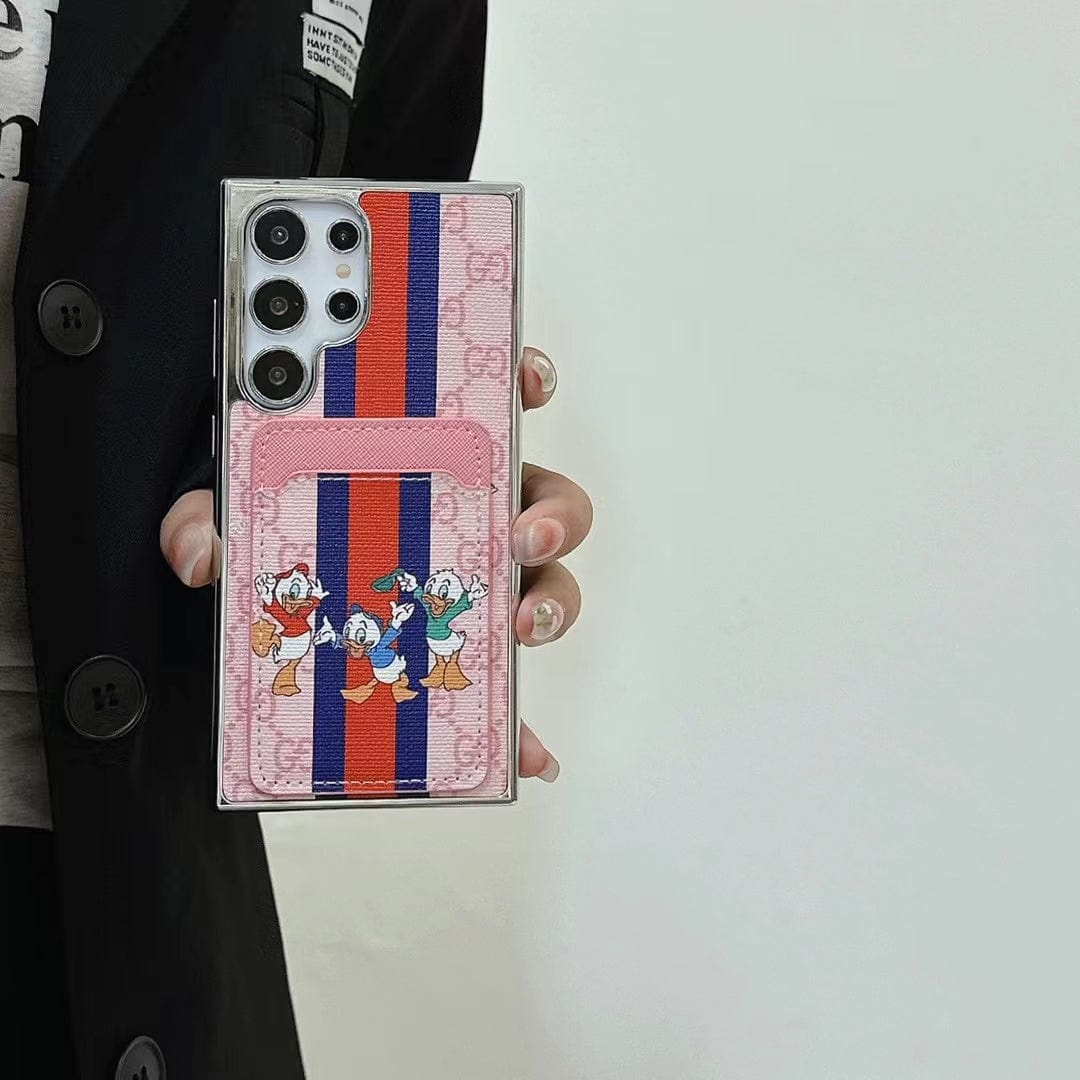 HypedEffects Cartoon-Themed Designer Phone Case with Card Holder for Samsung S23 and S24