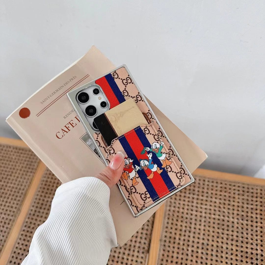 HypedEffects Cartoon-Themed Designer Phone Case with Card Holder for Samsung S23 and S24