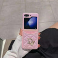 HypedEffects Dior-Inspired Quilted Samsung Z Flip Case with Card Holder – Available for Z Flip 3, 4, 5, and 6