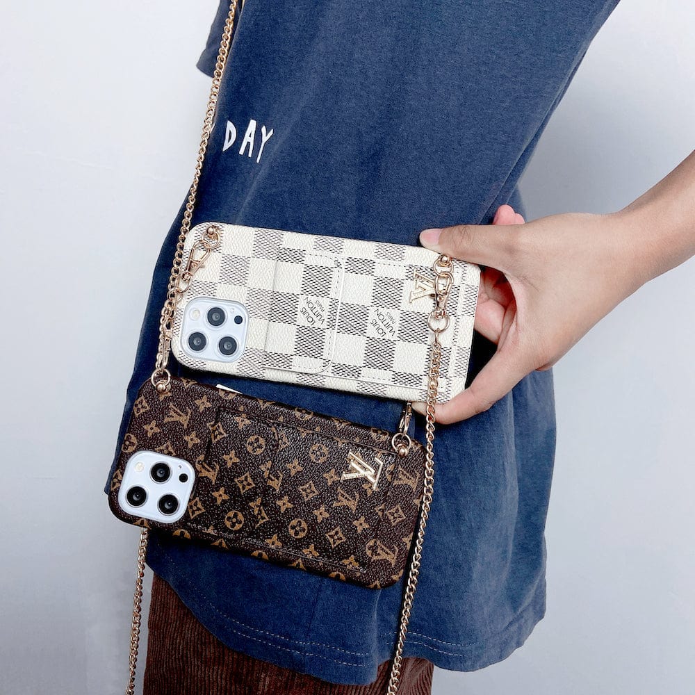 HypedEffects louis vuitton And gucci Back Pocket iPhone 17 Case With Straps