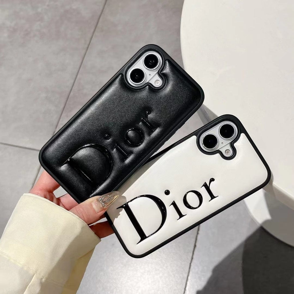 Tunde Store Dior Embossed Logo Leather iPhone Case