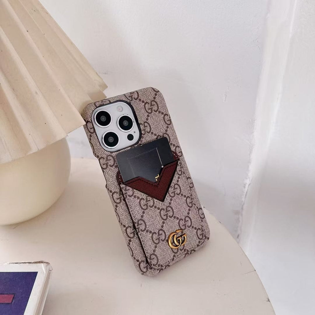 Tunde Store Gucci GG Canvas Cardholder Leather iPhone Case