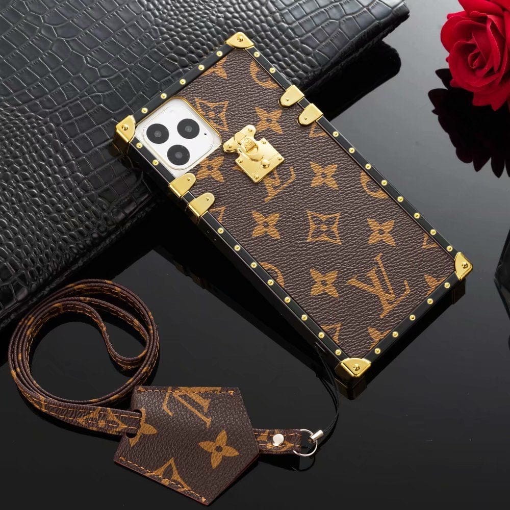 Tunde Store Louis Vuitton Trunk-Style Monogram iPhone 15 Cases with Gold Hardware